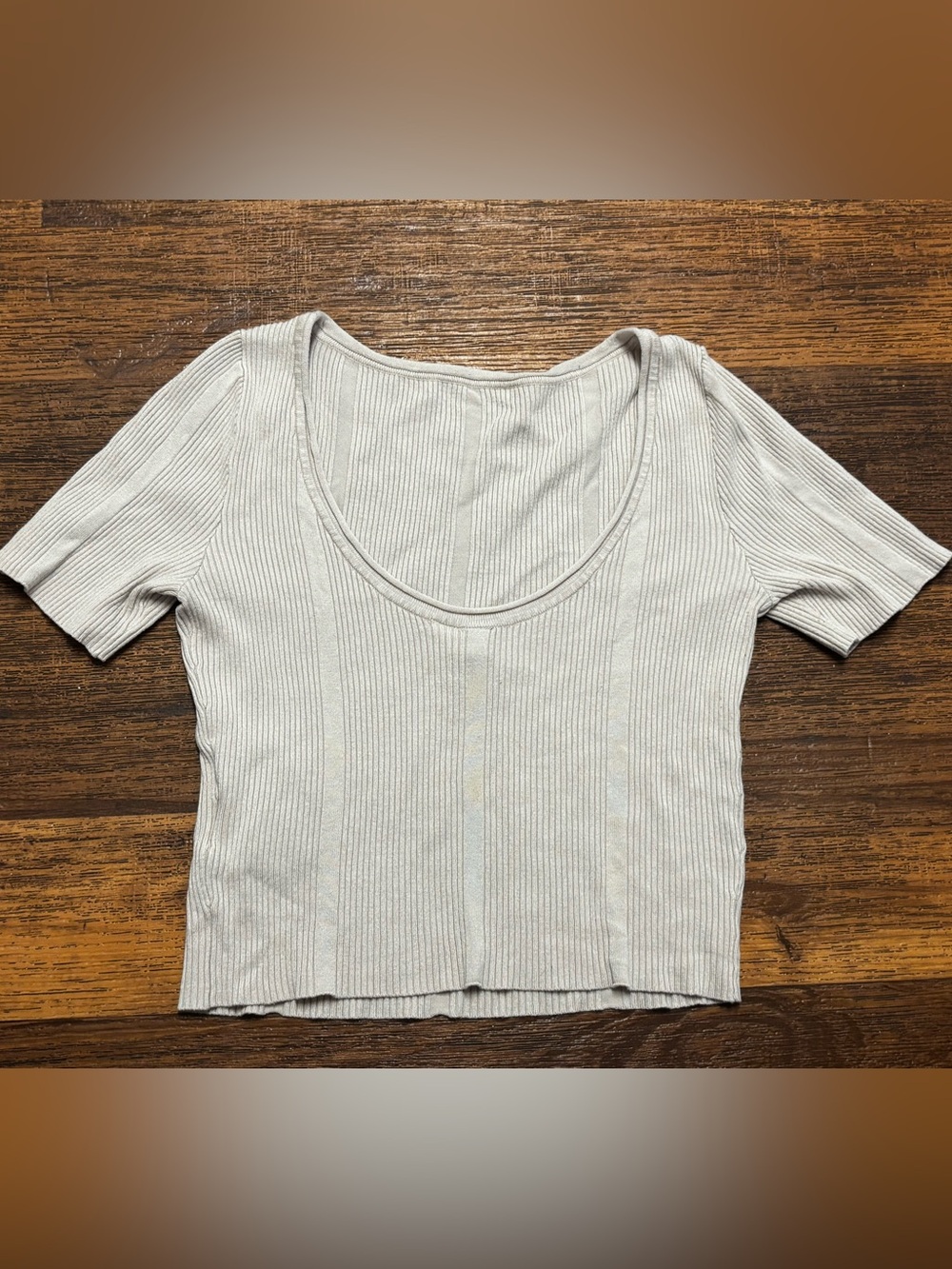 H&M Light tan Ribbed Scoop Neck Crop Top
